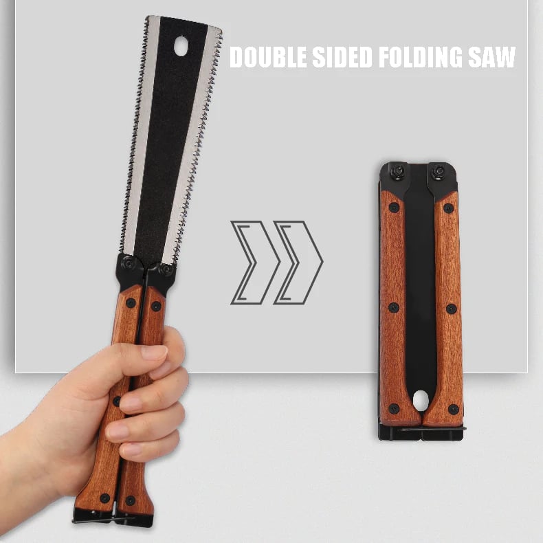 Portable foldable double-sided saw