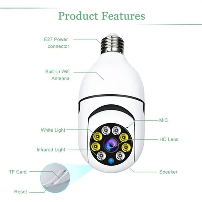 Wireless Wifi Light Bulb Security Camera