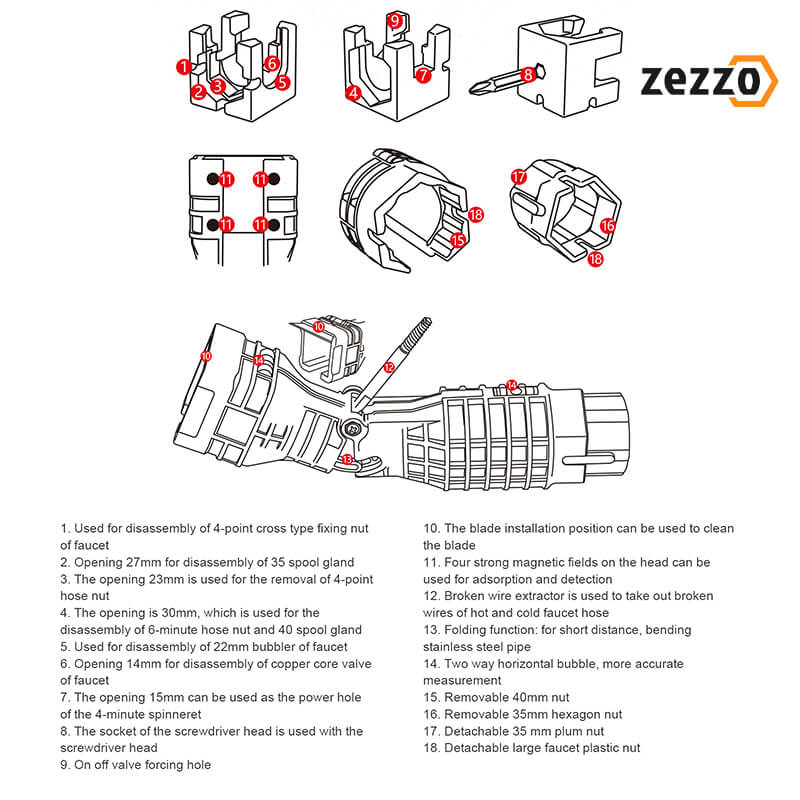 18 in 1 Faucet And Sink Installer Tool