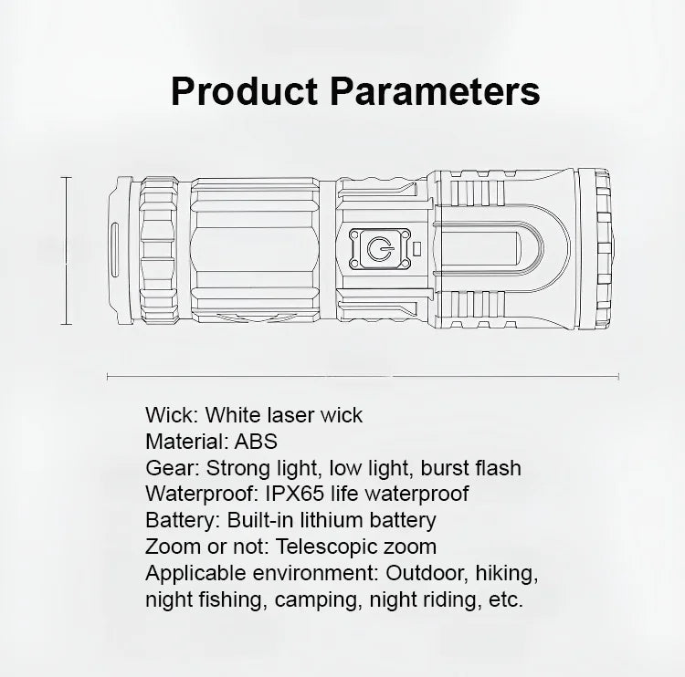 White Laser Telescopic Zoom Flashlight