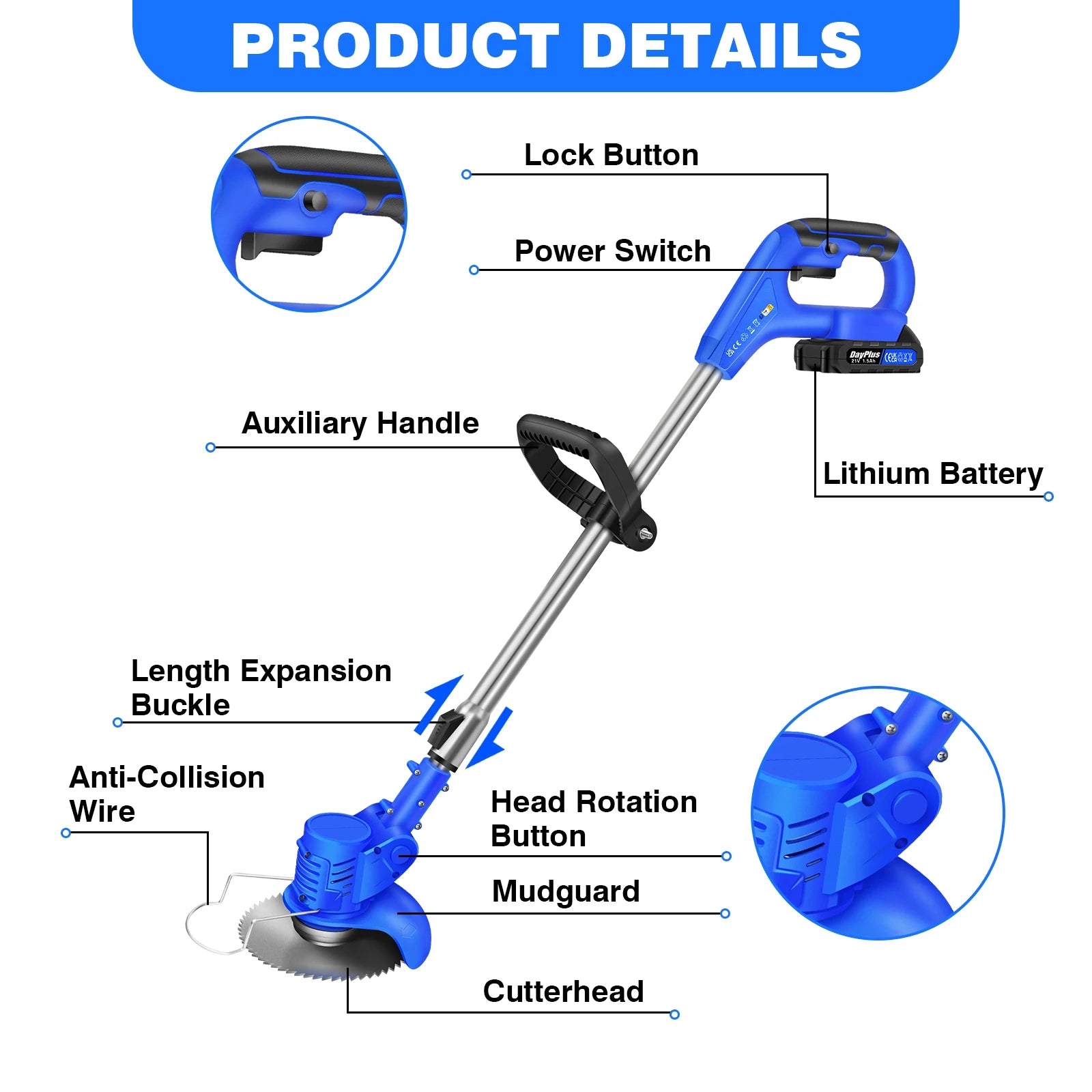 Powerful Electric Battery Operated Cordless Weed Eater / Grass Trimmer