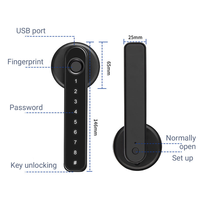 Fingerprint Smart Door Lock Handle With Bluetooth APP Control（49 % OFF）✈Free Shipping