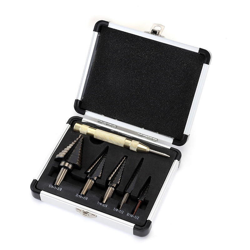 Pagoda-shaped Drill Bits Set with Aluminum Storage Case