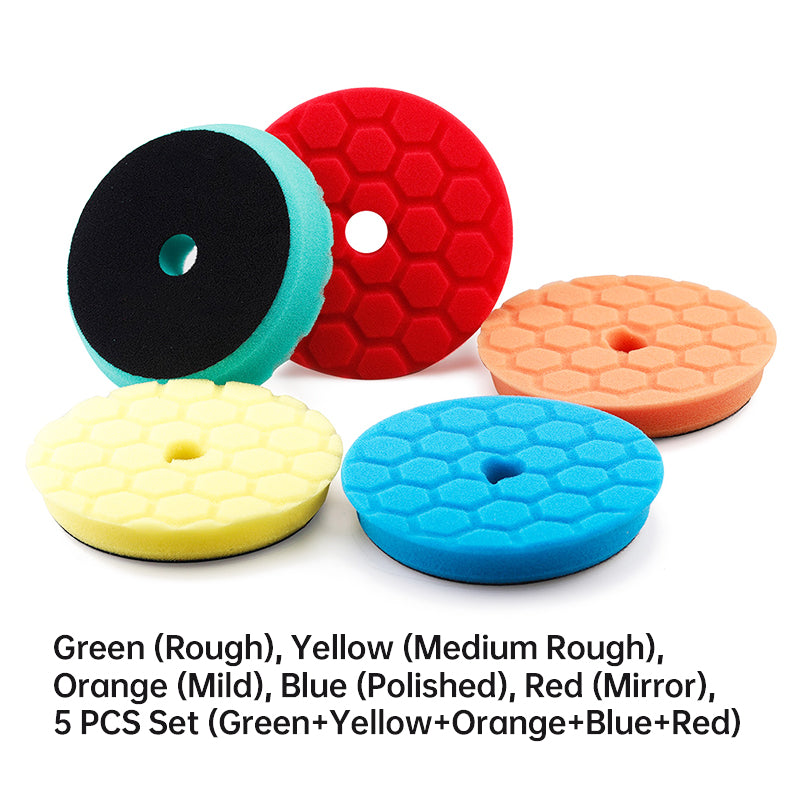 6-inch Washable Sponge Polishing Pad with Honeycomb Grooves for Car