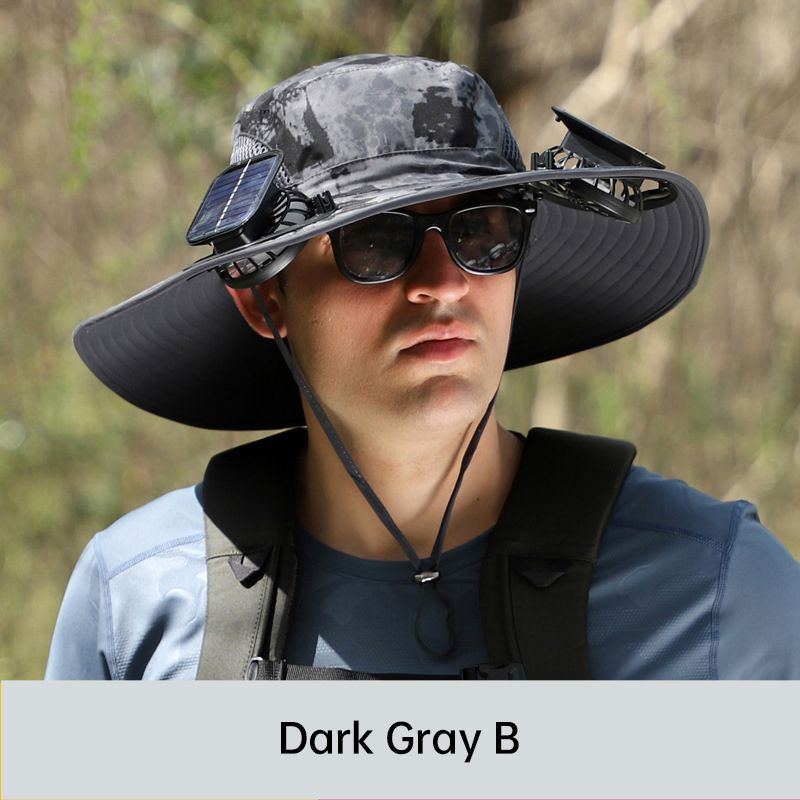 Wide Brim Solar Fan Outdoor Fishing Hat-Solar & USB Charging