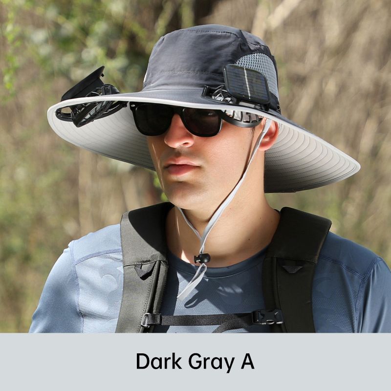 Wide Brim Solar Fan Outdoor Fishing Hat-Solar & USB Charging