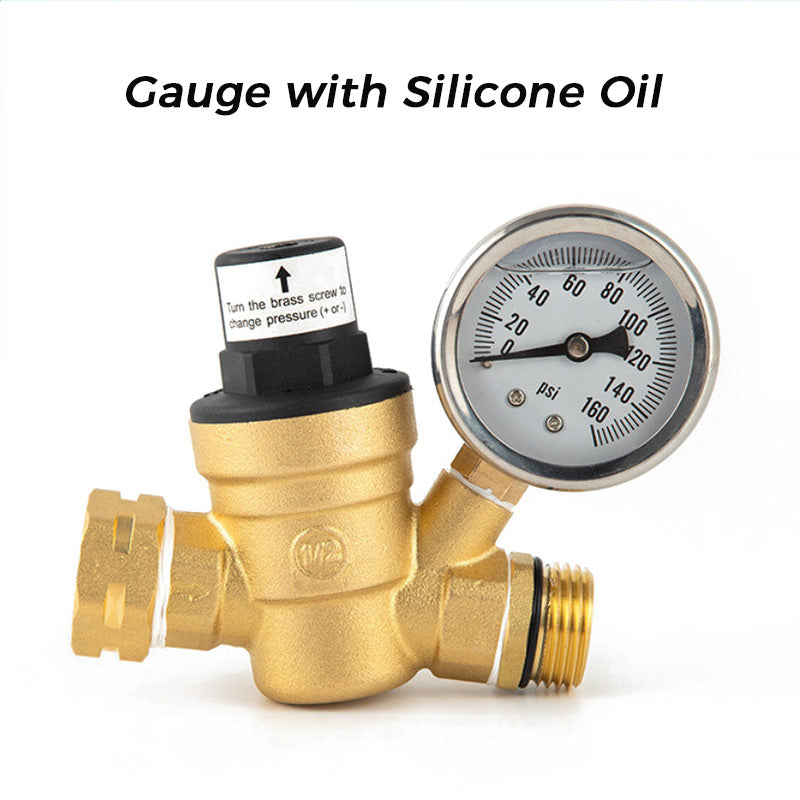 Lead-Free RV Water Pressure Regulator with Gauge