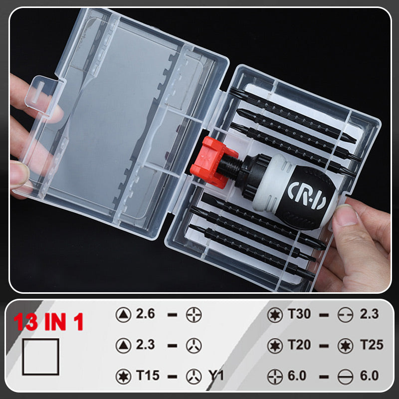 13 in 1 Magnetic Short Handle Ratchet Screwdriver Set