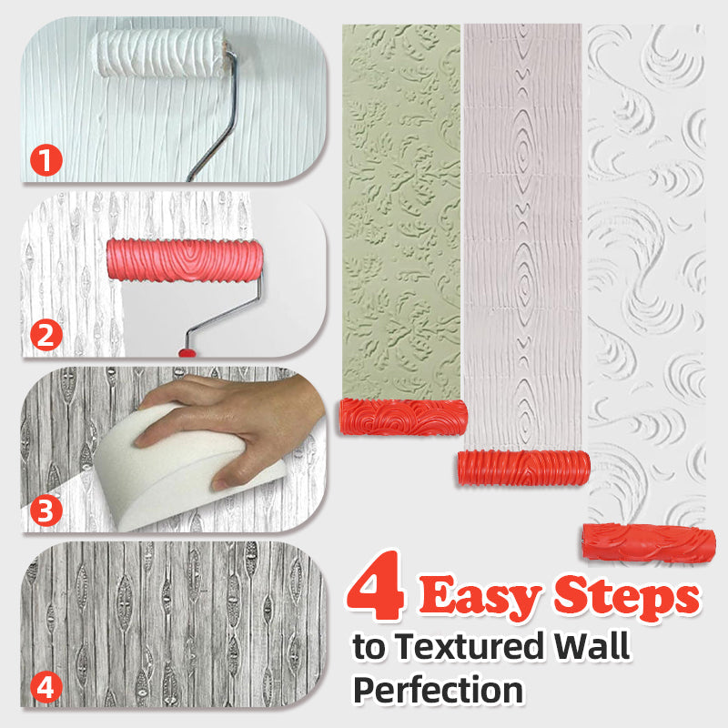 🔥Embossing Texture Patterned Paint Roller for Wall Decoration