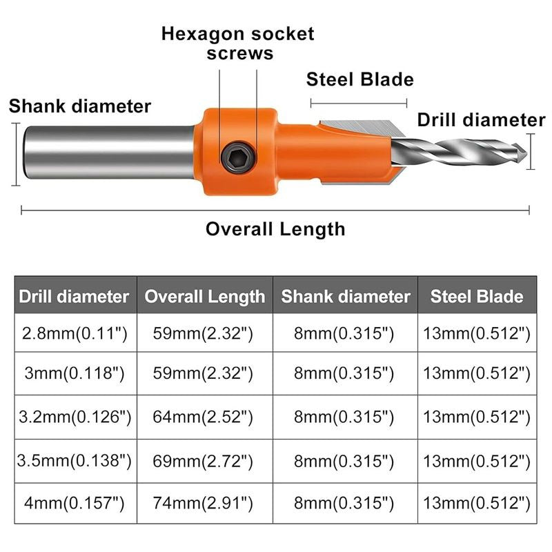 Woodworking Countersink Drill Bit Hole Opener Hole Positioning