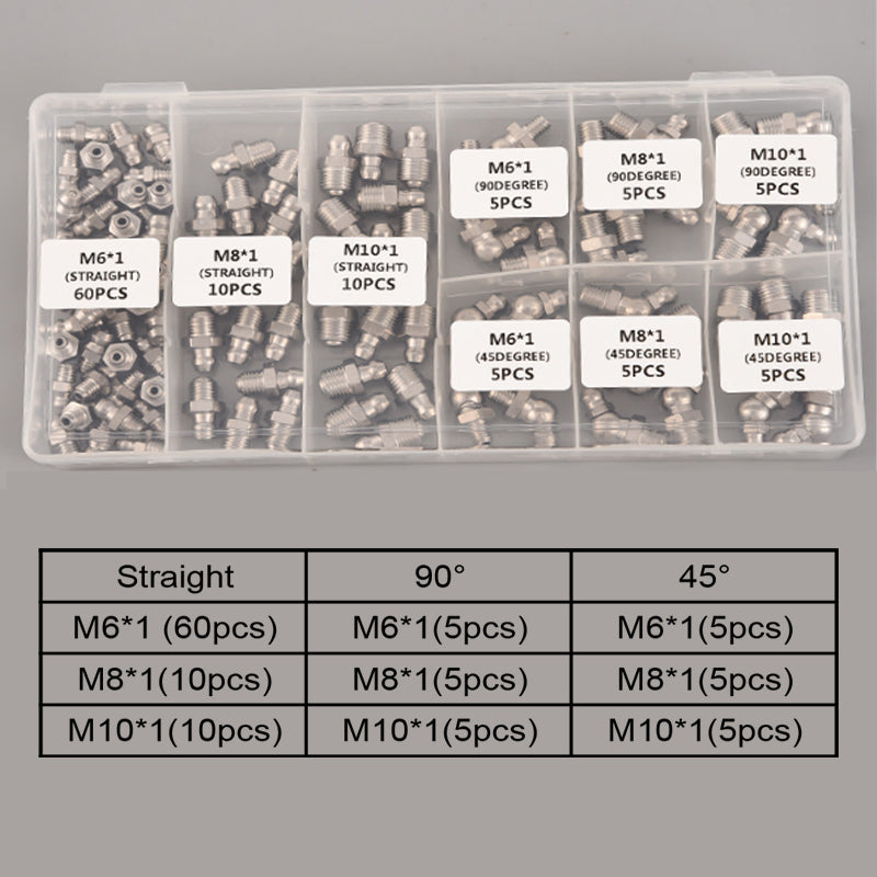 Straight and Angled Hydraulic Grease Fitting Kit