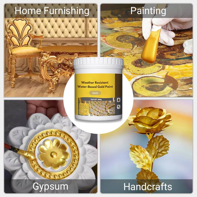 Weather resistant water-based gold paint