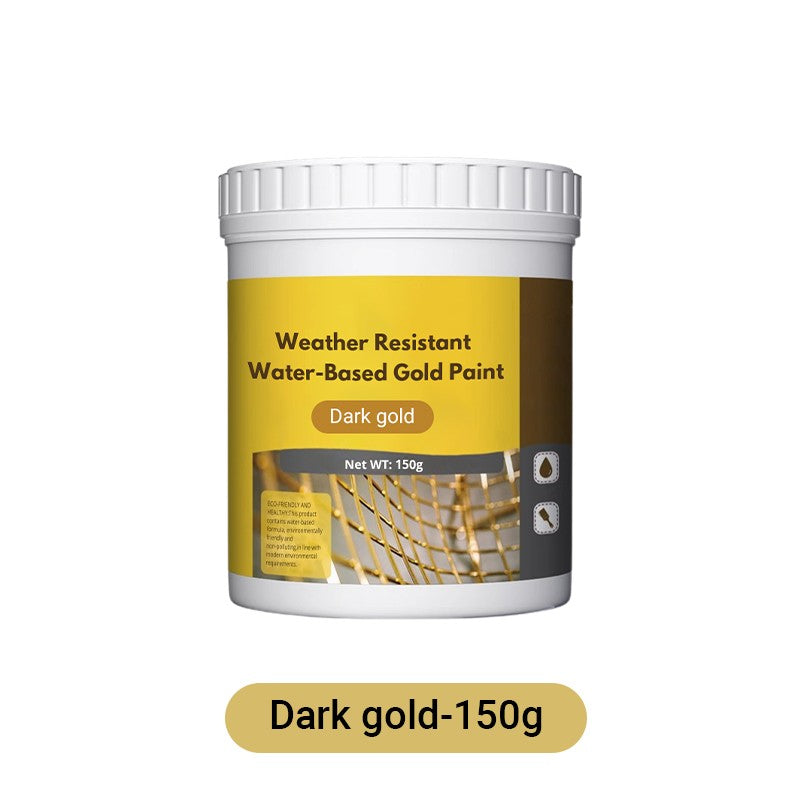 Weather resistant water-based gold paint