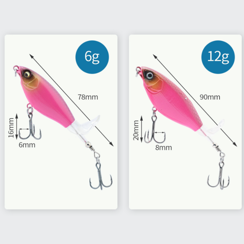 Bionic Fishing Lure Set with 3 Hooks & 360° Propeller Blade