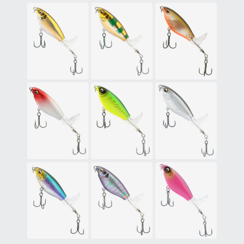 Bionic Fishing Lure Set with 3 Hooks & 360° Propeller Blade